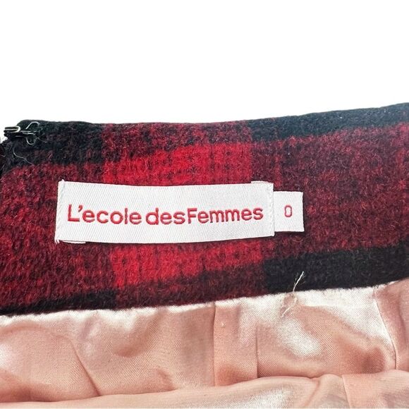 L’ecole Des Femmes Audrey Horne Red Plaid Pencil Skirt Size 0 - Picture 7 of 9